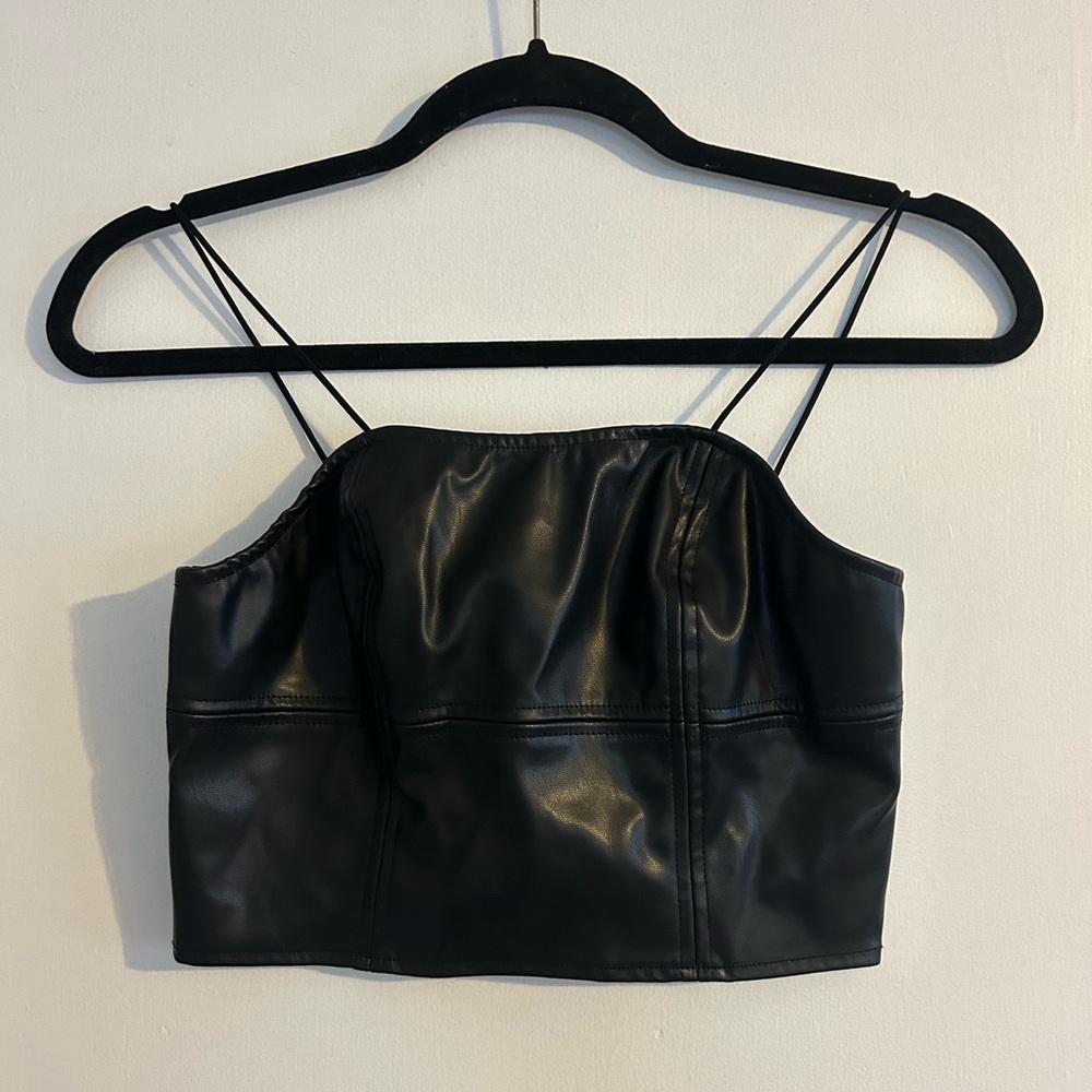 SHEIN Black Faux Leather Camisole